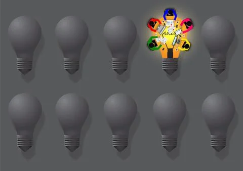 Creative ideas about the lamp. Different and distinctive lamps are lined in a Stock-Illustration