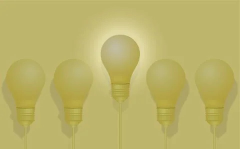 Creative ideas about the Light bulb. Different and distinctive lamps are line Stock Illustration