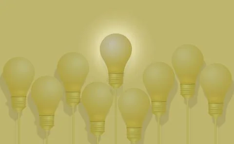 Creative ideas about the Light bulb. Different and distinctive lamps are line Stock-Illustration