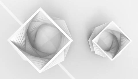 Creative Ideas and Concept Geometric Modern shapes Paper Twist Box on Grey Stock Illustration