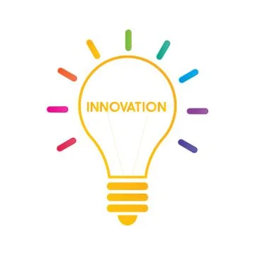 Creative Ideas And Innovations. Abstract Light Bulb Shining With Colorful Rays Stock Illustration