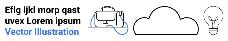 Creative Ideas, Cloud Computing, and Innovation with Light Bulb, Backpack, .. Stock Illustration