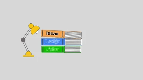 Creative Ideas Design Vision Books and Laptop Animation for Innovation Vídeo Stock 337012822