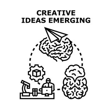 Creative ideas emerging from human brain development process Stock Illustration
