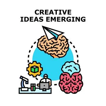 Creative ideas emerging from human brain development process Stock Illustration