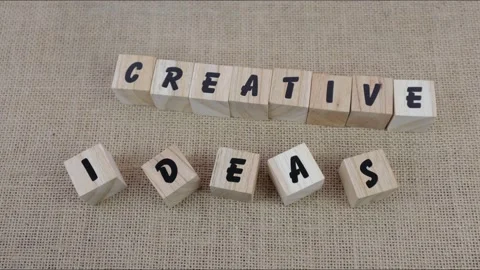 Creative Ideas word made with building wooden cube blocks Stock Footage 268181499
