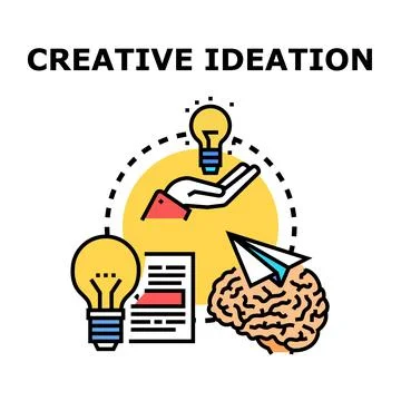 Creative ideation concept generating new business ideas Stock Illustration