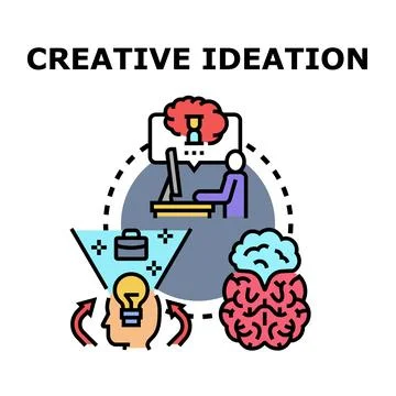 Creative ideation process generating new business concepts Stock Illustration