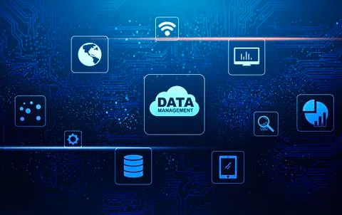 Creative Illustration For Data Management Concept With Storage Cloud And Stock Illustration