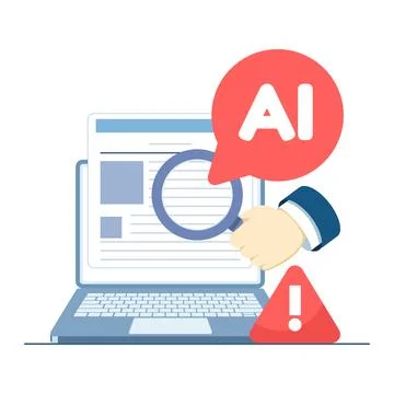 Creative illustration of detecting AI-generated text Stock Illustration