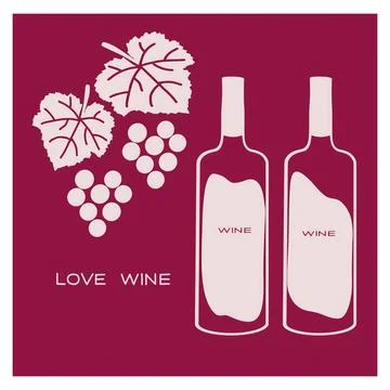 A creative illustration featuring wine bottles and grapes with a love theme on a Stock Illustration