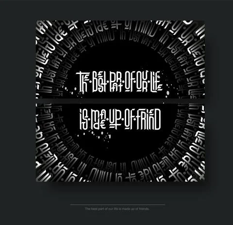 Creative illustration with gothic lettering, gradient circles on a black back Stock Illustration