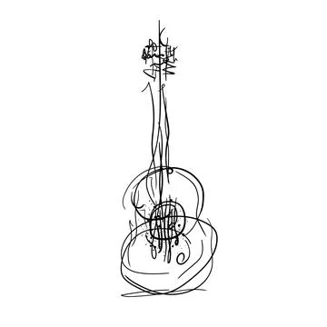 Creative illustration of a guitar with flowing lines showcasing musical ins.. Stock Illustration