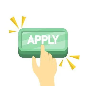 Creative illustration of a hand clicking the Apply button Stock Illustration