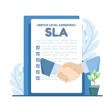 Creative illustration of SLA agreement, emphasizing service commitment. Stock Illustration