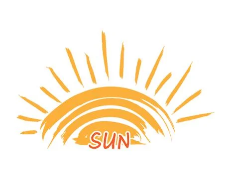 Creative illustration of the sun isolated on a white background for a sticker Illustrazione stock
