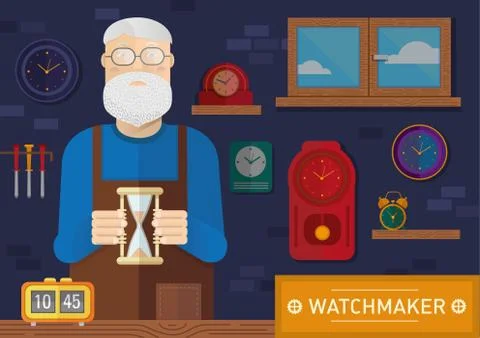 Creative illustration of a watchmaker Stock Illustration