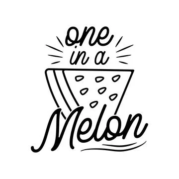 Creative illustration of watermelon slice and One In A Melon funny inscription Stock Illustration
