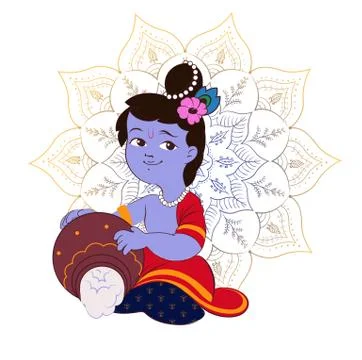Creative illustration,poster or banner for indian festival of janmashtami Stock Illustration