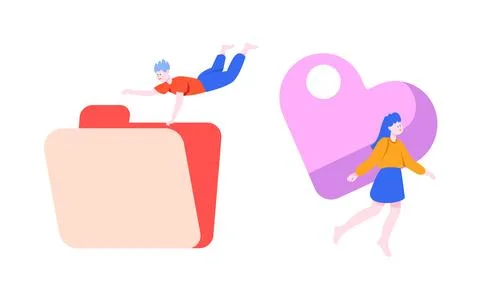 Creative Illustrations That Represent File Management Together with Personal 库存插图