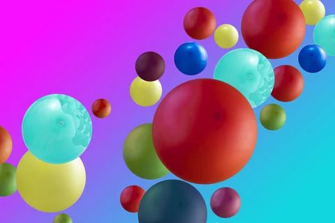 Creative image of colorful balloons floating in the studio. Abstract multic.. Illustrazione stock
