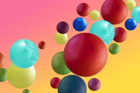 Creative image of colorful balloons floating in the studio. Abstract multic.. Stock Illustration