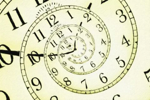 Creative image, hypnotic clock background. Concept of hypnosis, subconscious, イラスト素材