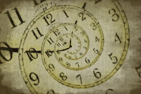 Creative image, hypnotic clock background. Concept of hypnosis, subconscious, Stock Illustration