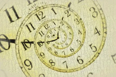 Creative image - hypnotic clock background. Concept of hypnosis, subconscio.. Stock Photos