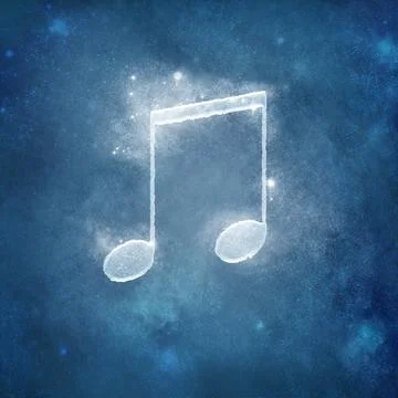 Creative image of musical note on abstract blue background Illustrazione stock