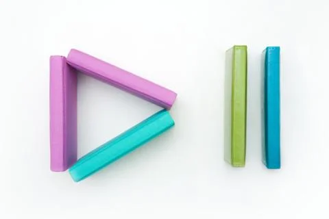 Creative image symbolizing pause made up of notepads or books Stock Photos