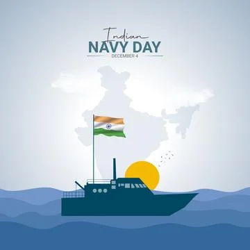 Creative Indian Navy Day ads design. Indian Navy Day, Celebrated December 4.. Illustrazione stock