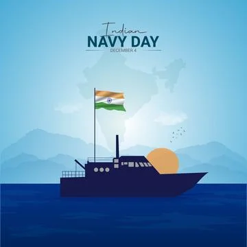 Creative Indian Navy Day ads design. Indian Navy Day, Celebrated December 4.. Stock Illustration