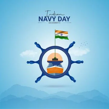 Creative Indian Navy Day ads design. Indian Navy Day, Celebrated December 4.. Stock Illustration