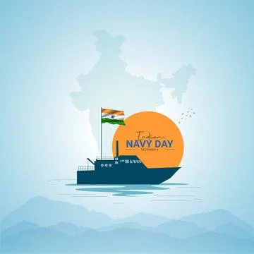 Creative Indian Navy Day ads design. Indian Navy Day, Celebrated December 4.. Stock Illustration