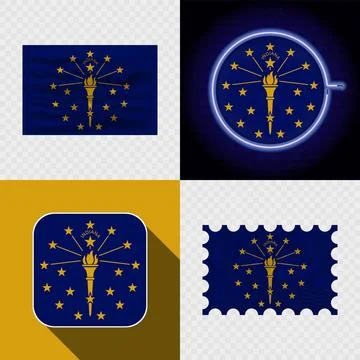 Creative Indiana Flag Icon Set Collection. Stock Illustration