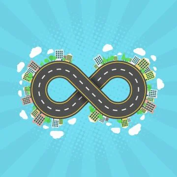 Creative infinity road. An endless journey through the world. The carriageway Stock Illustration