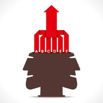 Creative info-graphics arrow out from human head concept vector Stock Illustration