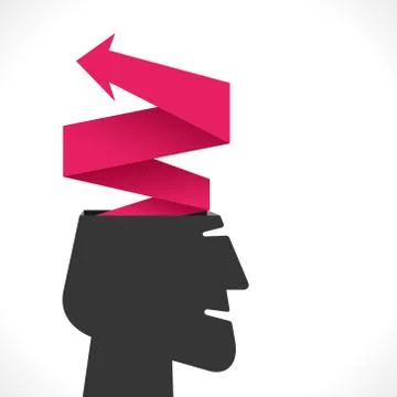 Creative info-graphics or arrow out in head concept vector Illustrazione stock