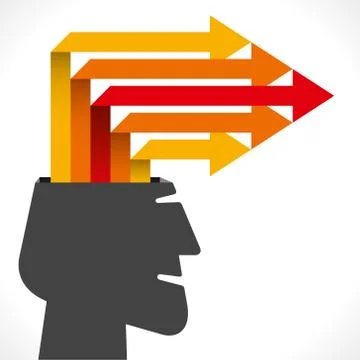 Creative info-graphics or arrow out from head concept vector Illustrazione stock