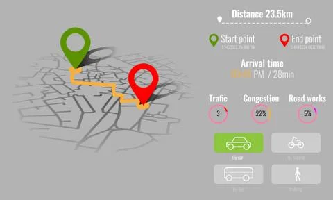 Creative infographic city map navigation for your dashboard concept design. Top Stock Illustration
