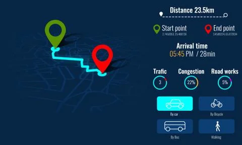 Creative infographic city map navigation for your dashboard concept design. Top Stock Illustration