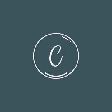 Creative initial letter C handwriting logo with circle hand drawn template ve Stock-Illustration