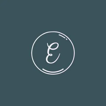 Creative initial letter E handwriting logo with circle hand drawn template ve Stock-Illustration