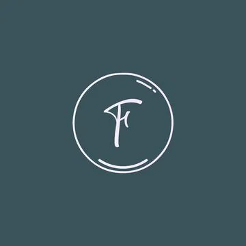 Creative initial letter F handwriting logo with circle hand drawn template ve Stock-Illustration