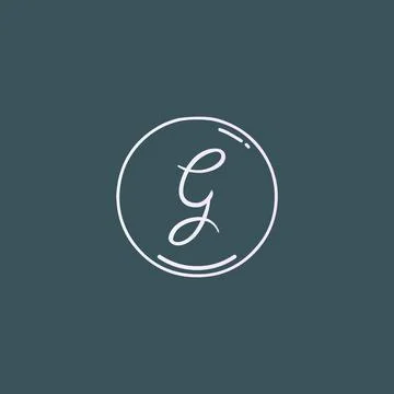 Creative initial letter G handwriting logo with circle hand drawn template ve Stock Illustration