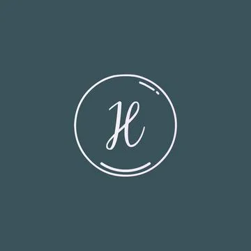 Creative initial letter H handwriting logo with circle hand drawn template ve Stock Illustration