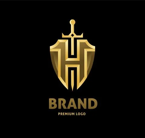 Creative initial letter H with swords vector Stock Illustration