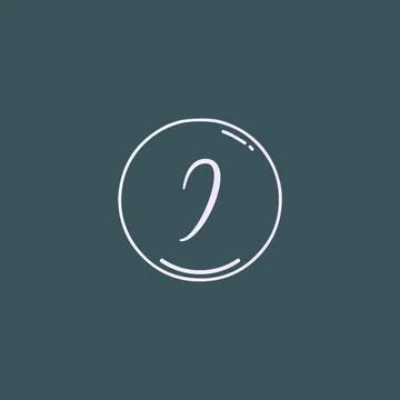 Creative initial letter I handwriting logo with circle hand drawn template ve Stock Illustration