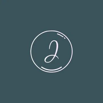 Creative initial letter J handwriting logo with circle hand drawn template ve Stock-Illustration